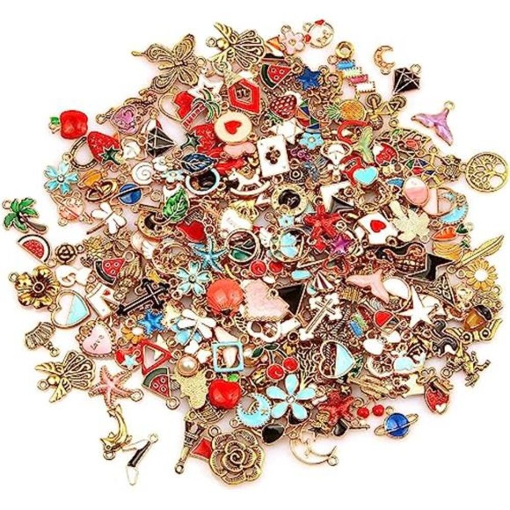 Gold Enamel Charms DIY Jewelry Making Bracelet Necklace Earrings Craft Pendants